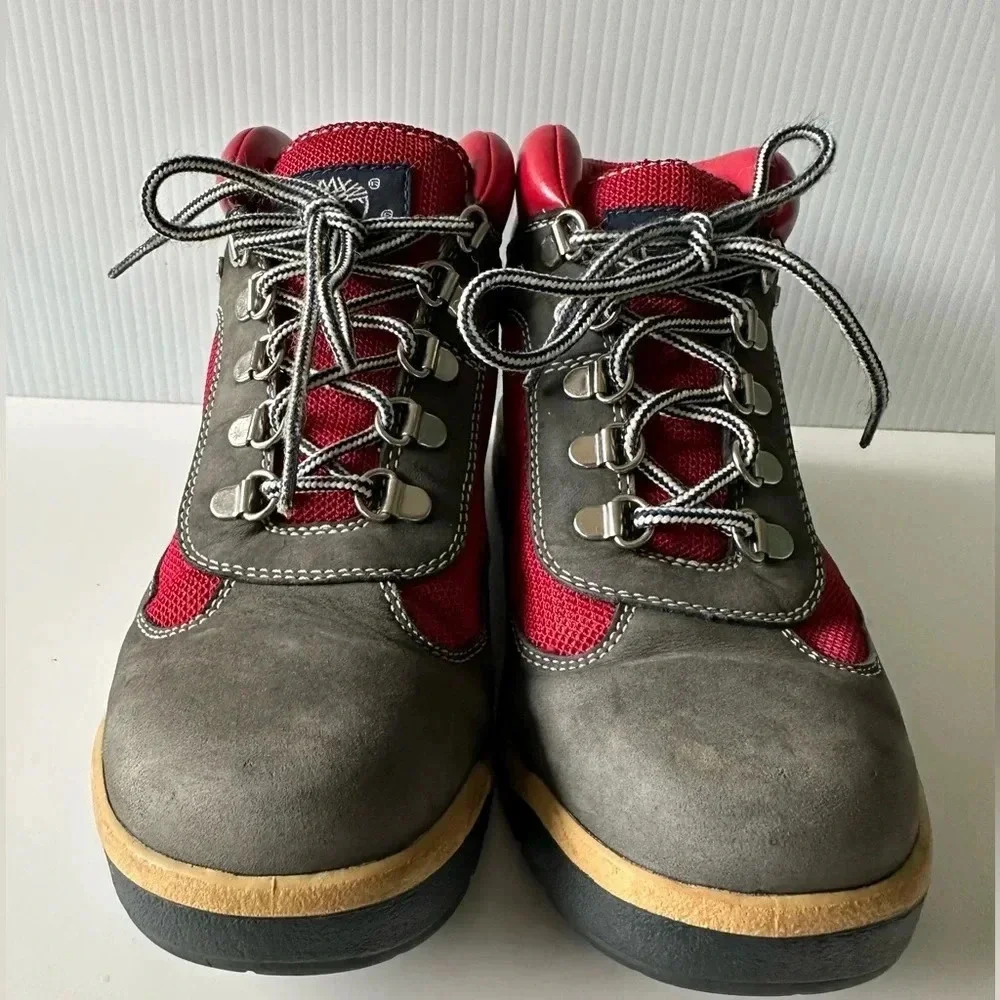 Timberland: Junior Field Boots. Grey and Red Colorway Size 5.5 Leather